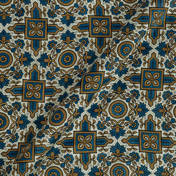 Modal Satin Off Whie Colour Ajrakh Hand Block Print 43 Inches Width Fabric freeshipping - SourceItRight