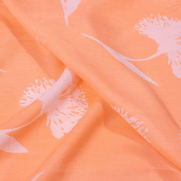 Carrot Orange Colour Floral Print Cotton Silk Type Polyester Fabric cut of 0.50 Meter freeshipping - SourceItRight