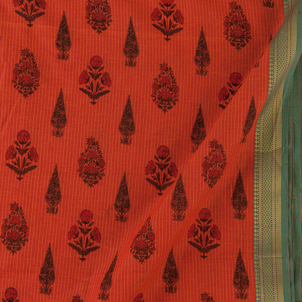 Buy South Cotton Orange Colour Ethnic with One Side Zari Border Fabric Online 9827AK