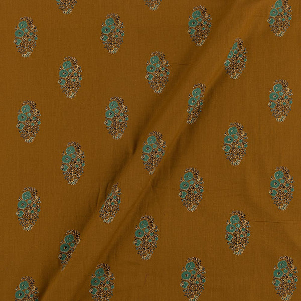 Buy Soft Cotton Mustard Brown Colour Sanganeri Print Fabric Online 9980AO