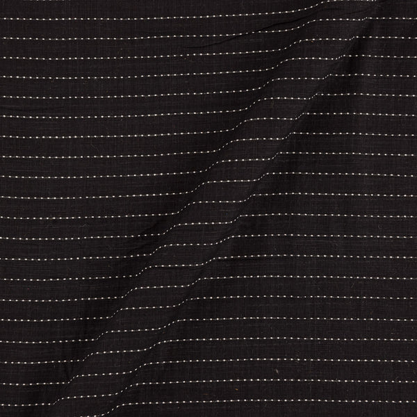 Cotton Black Colour Kantha Pattern Jacquard Stripes Washed Fabric Online 9984DM