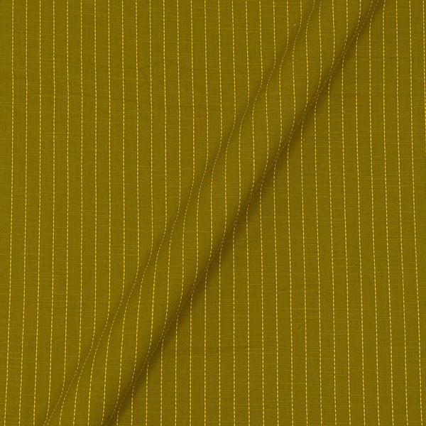 Slub Cotton Mehndi Green Colour  43 Inches Width Doriya [Kantha] Jacquard Fabric freeshipping - SourceItRight