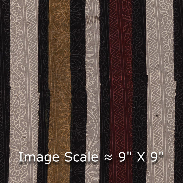 Buy Cotton Bagru Light Cedar Colour Jaal With Stripes Hand Block Print Fabric Online 9994CO