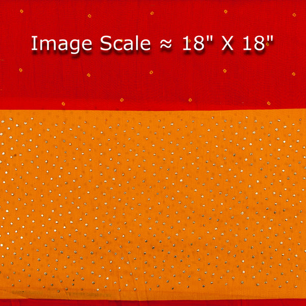 Buy Viscose Muslin Silk Feel Orange Red Colour Badla Work Daman Border Fabric Online 9997D