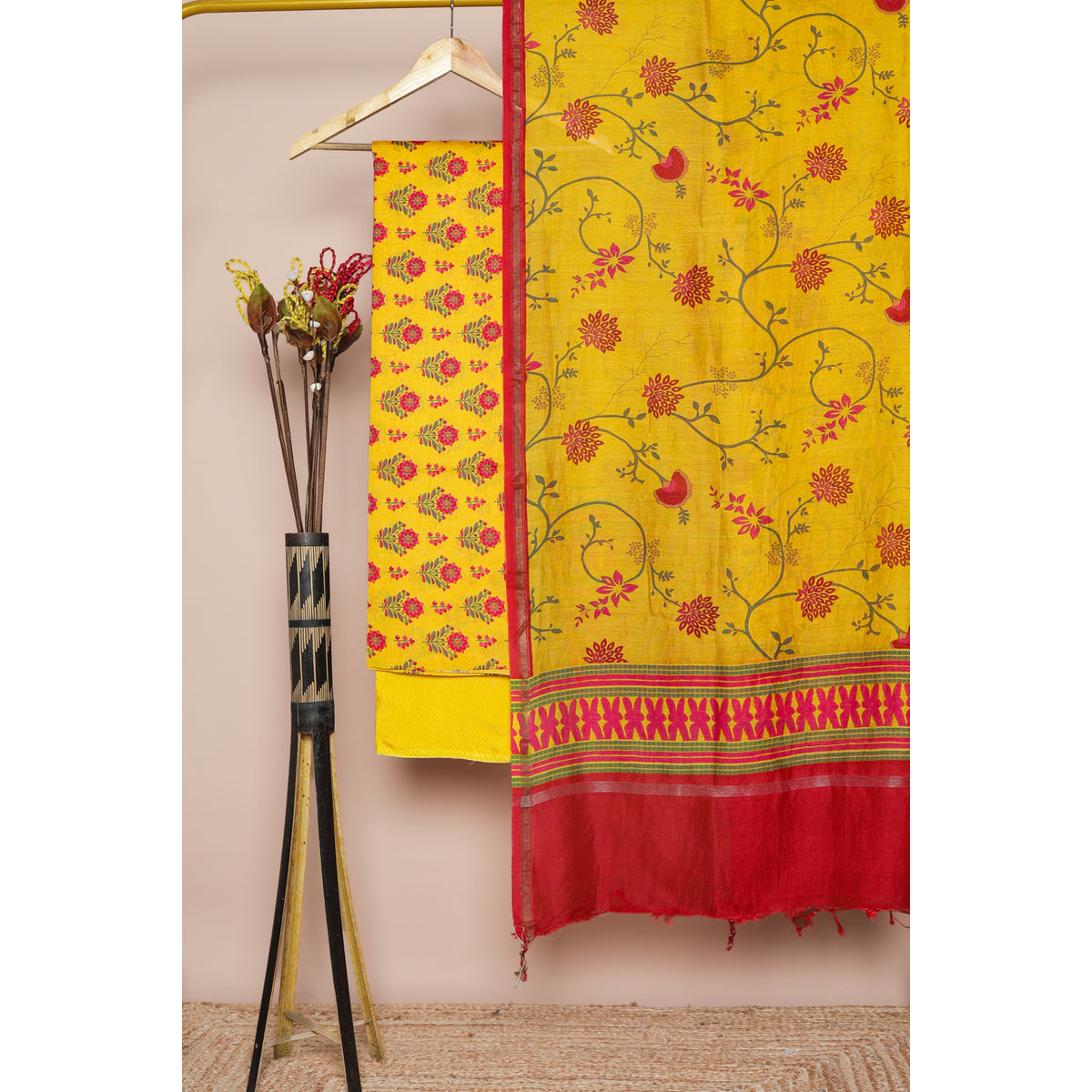 PURE CHANDERI PRINTED SUIT SET