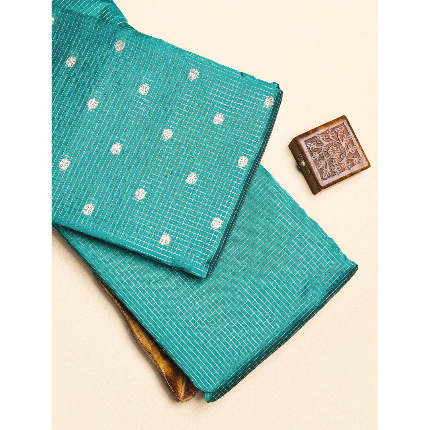 CHANDERI SILK BUTTA'N'CHECKS MIX & MATCH