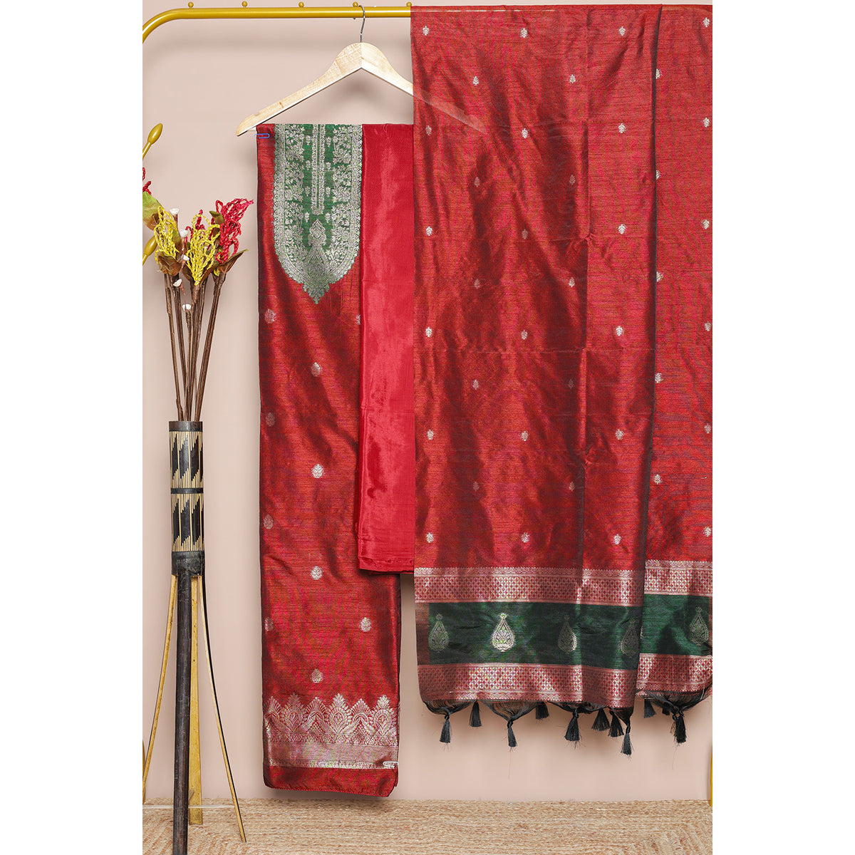 BROCADE RAW SILK SUIT SET