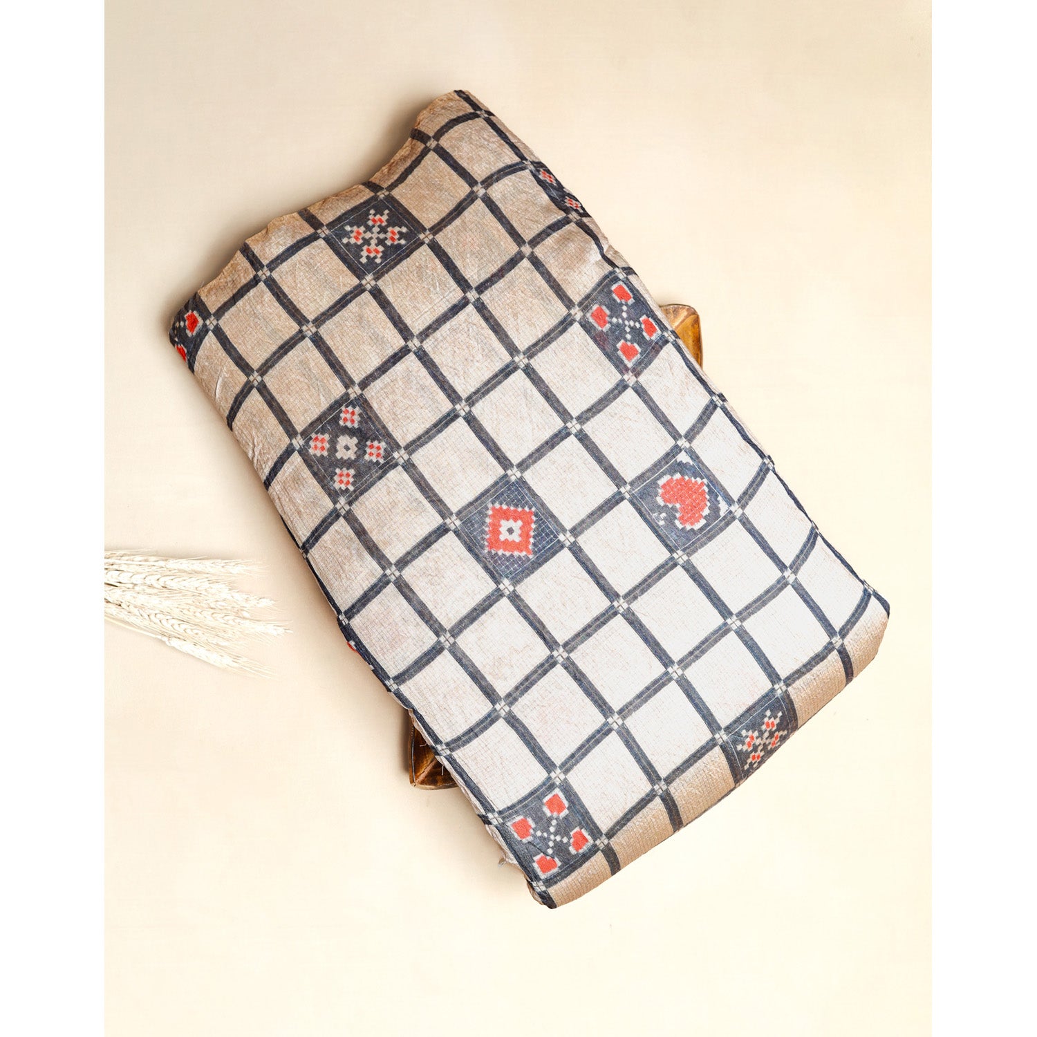 MOGRA CHANDERI PRINTED IKAT FABRIC