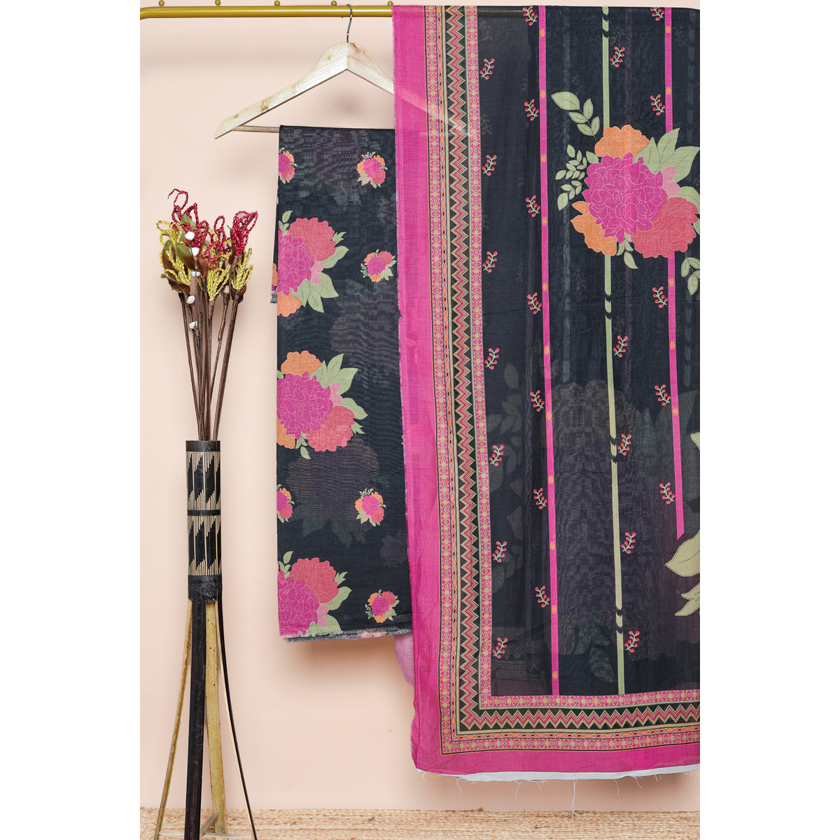 MUL CHANDERI PRINTED SUIT SET