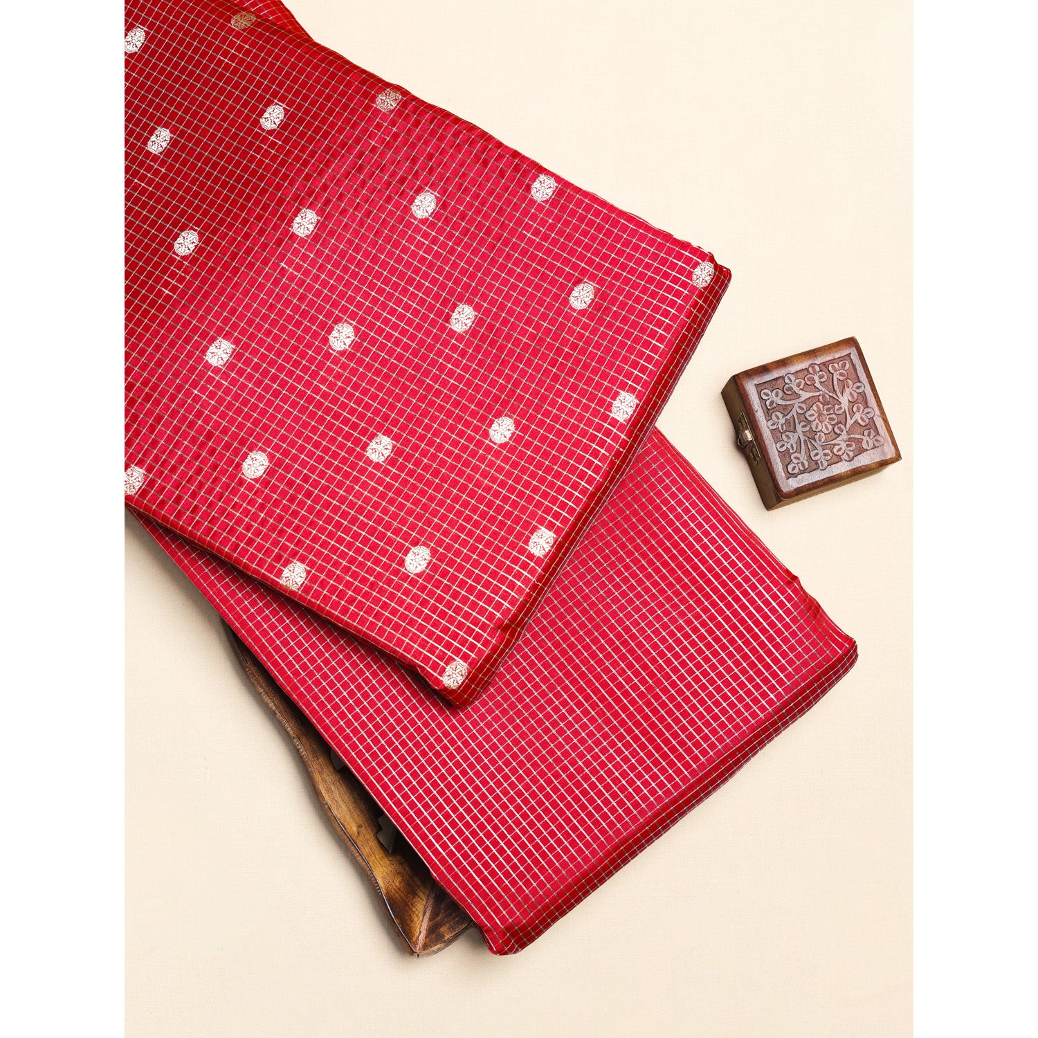 CHANDERI SILK BUTTA'N'CHECKS MIX & MATCH