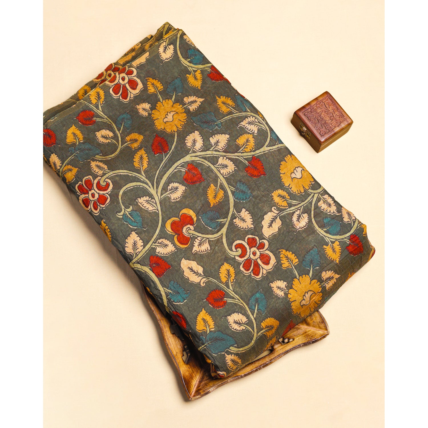 MOGRA CHANDERI KALAMKARI PRINTED FABRIC