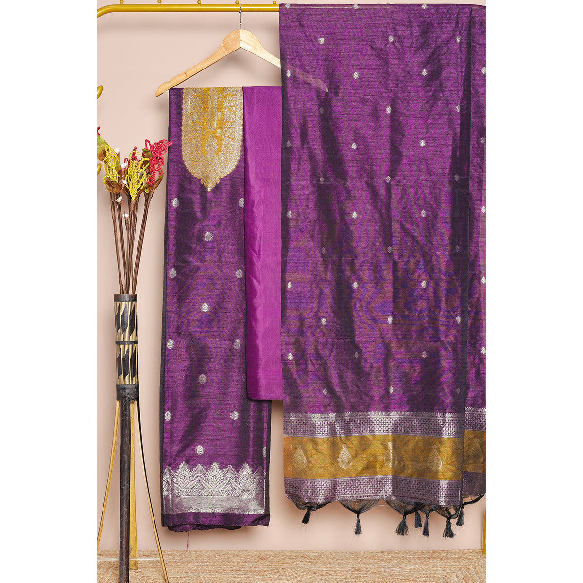 BROCADE RAW SILK SUIT SET