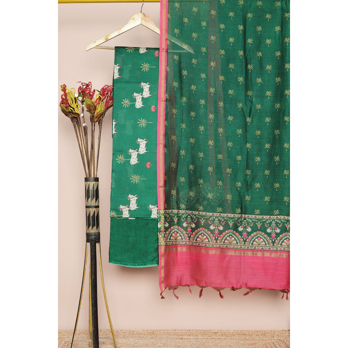 PURE MUL CHANDERI PICHWAI PRINTED SUIT SET