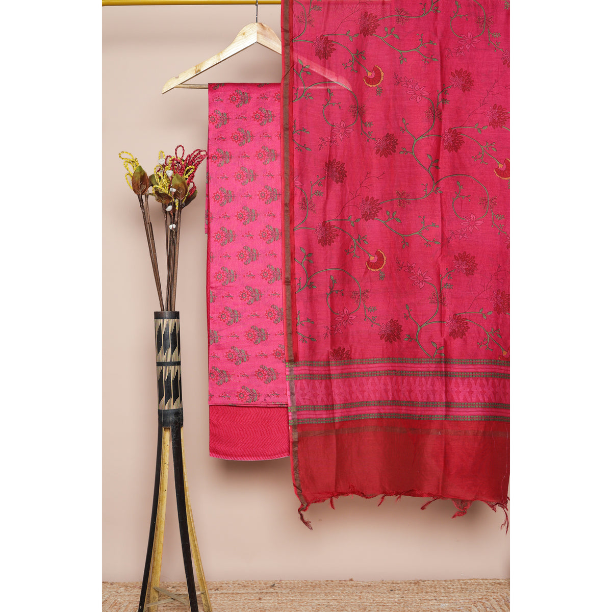 PURE CHANDERI PRINTED SUIT SET