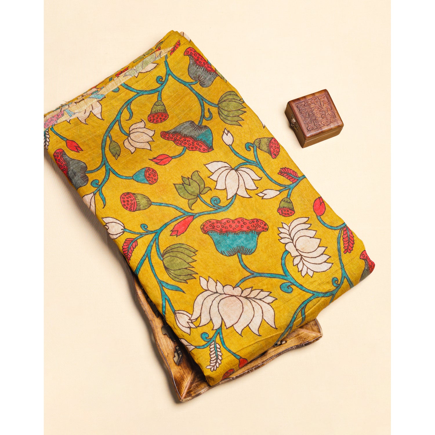 MOGRA CHANDERI KALAMKARI PRINTED FABRIC