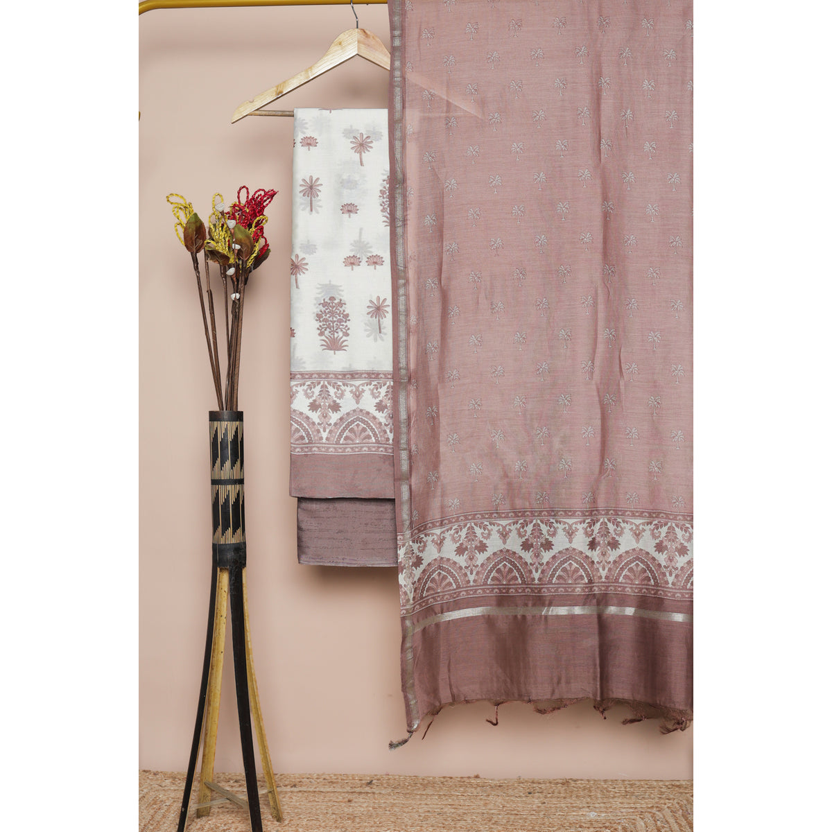 PURE MUL CHANDERI PRINTED SUIT SET