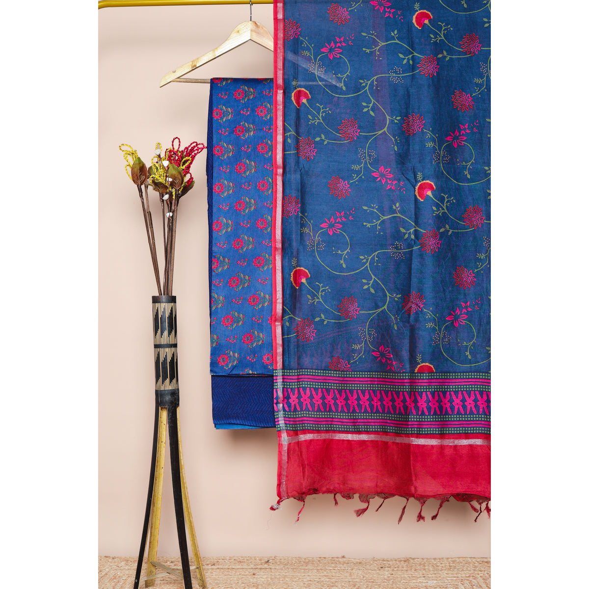 PURE CHANDERI PRINTED SUIT SET