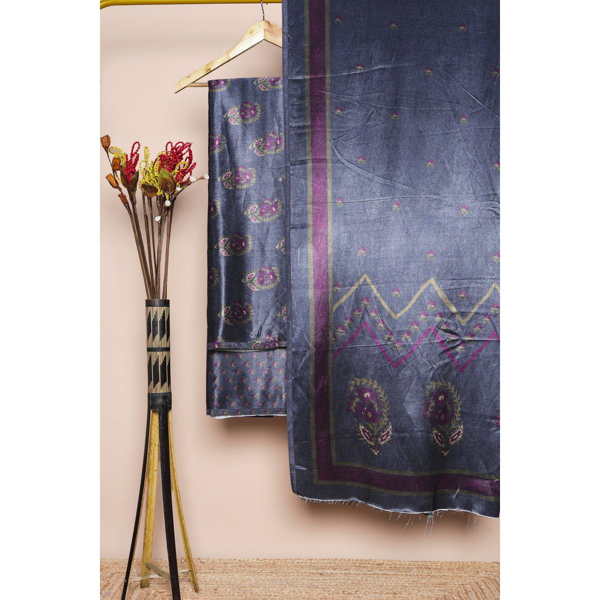 PURE MASHRU GAJJI SILK PRINTED SUIT SET