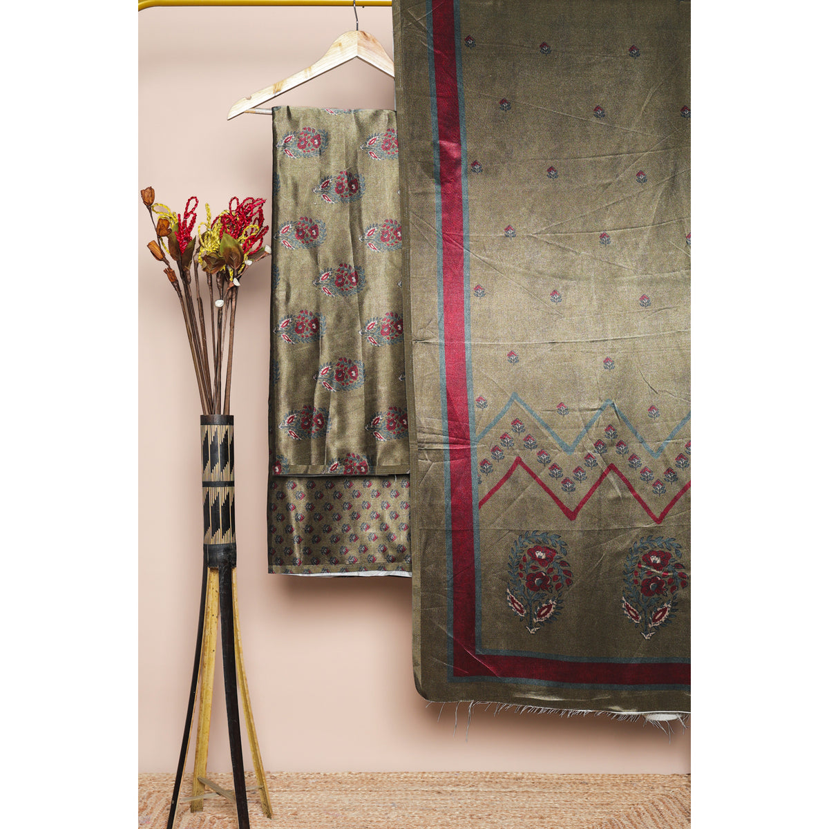 PURE MASHRU GAJJI SILK PRINTED SUIT SET
