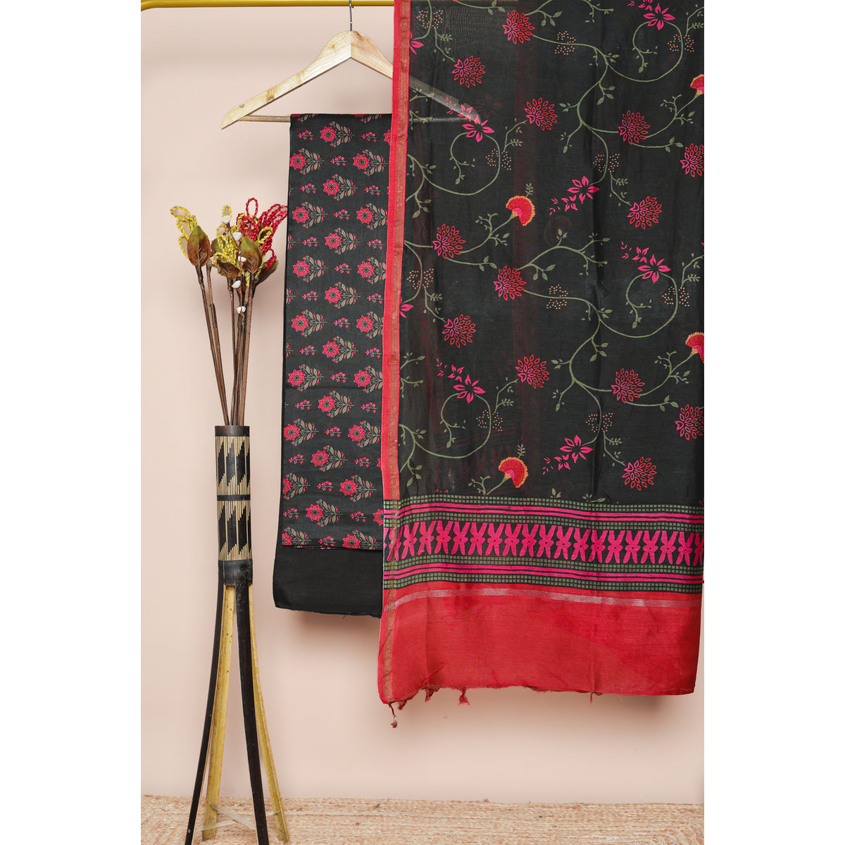 PURE CHANDERI PRINTED SUIT SET