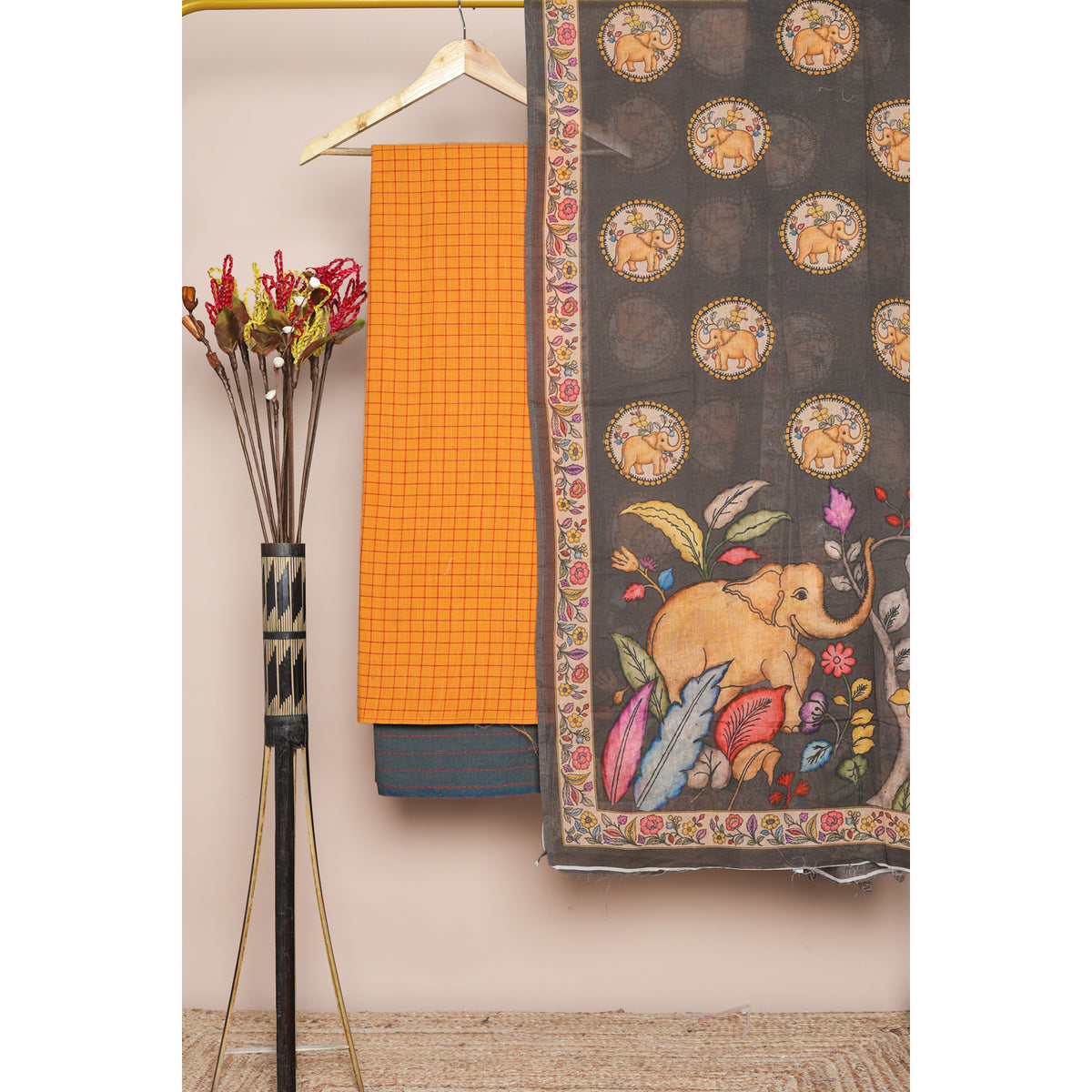 PURE COTTON KALAMKARI PRINTED SUIT SET