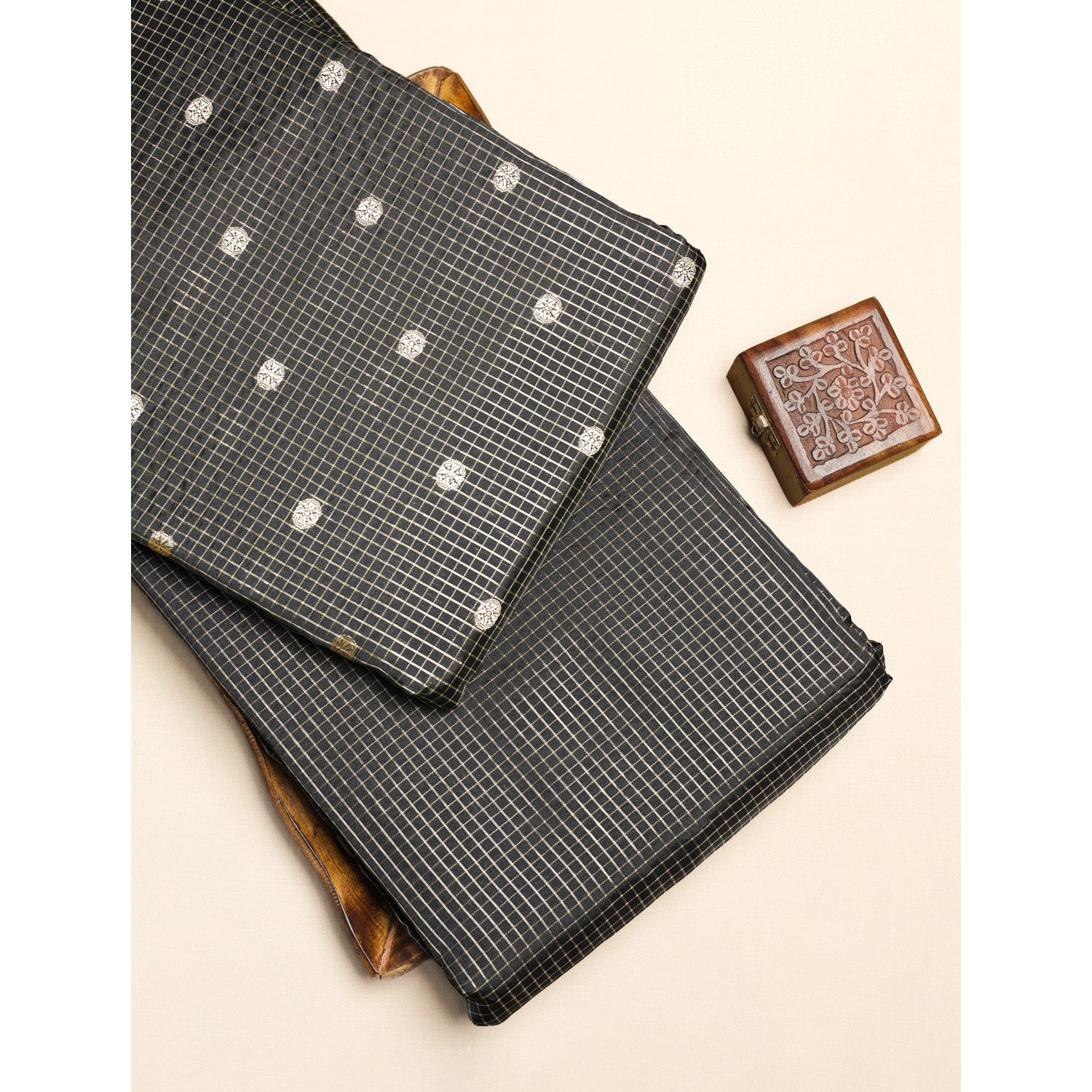 CHANDERI SILK BUTTA'N'CHECKS MIX & MATCH