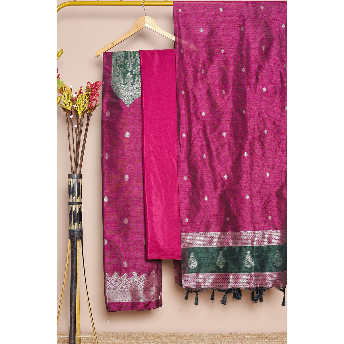 BROCADE RAW SILK SUIT SET
