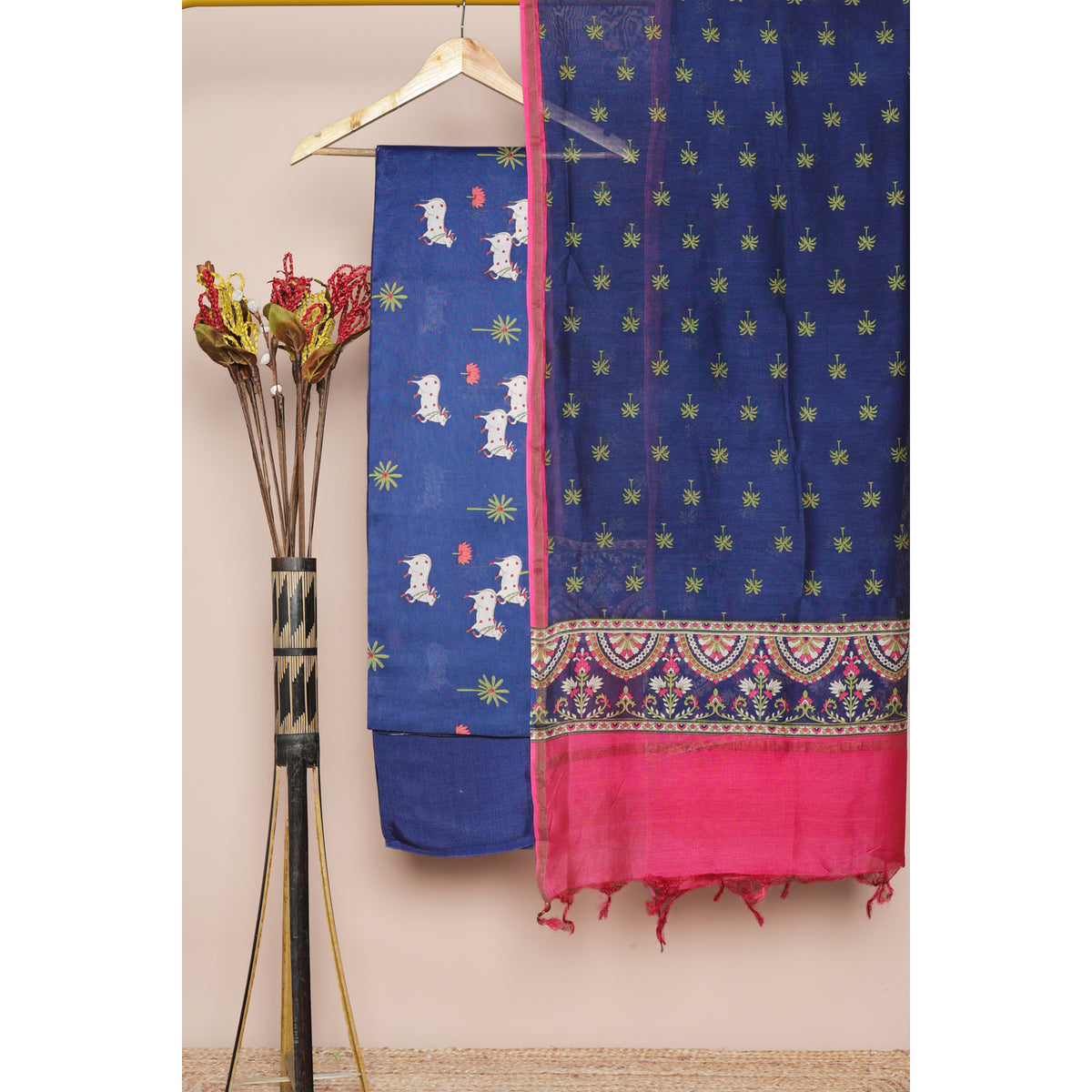 PURE MUL CHANDERI PICHWAI PRINTED SUIT SET