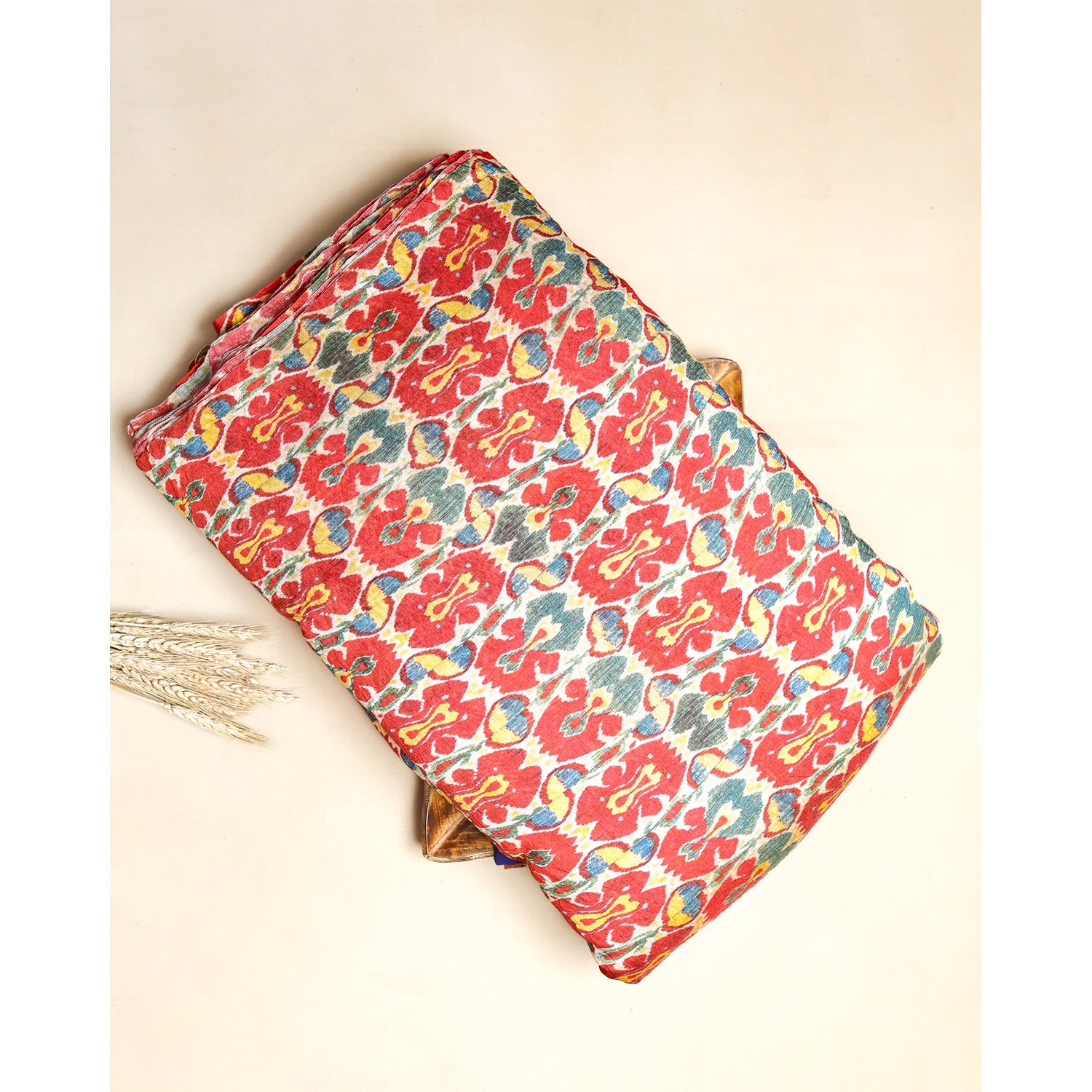 MOGRA CHANDERI PRINTED IKAT FABRIC