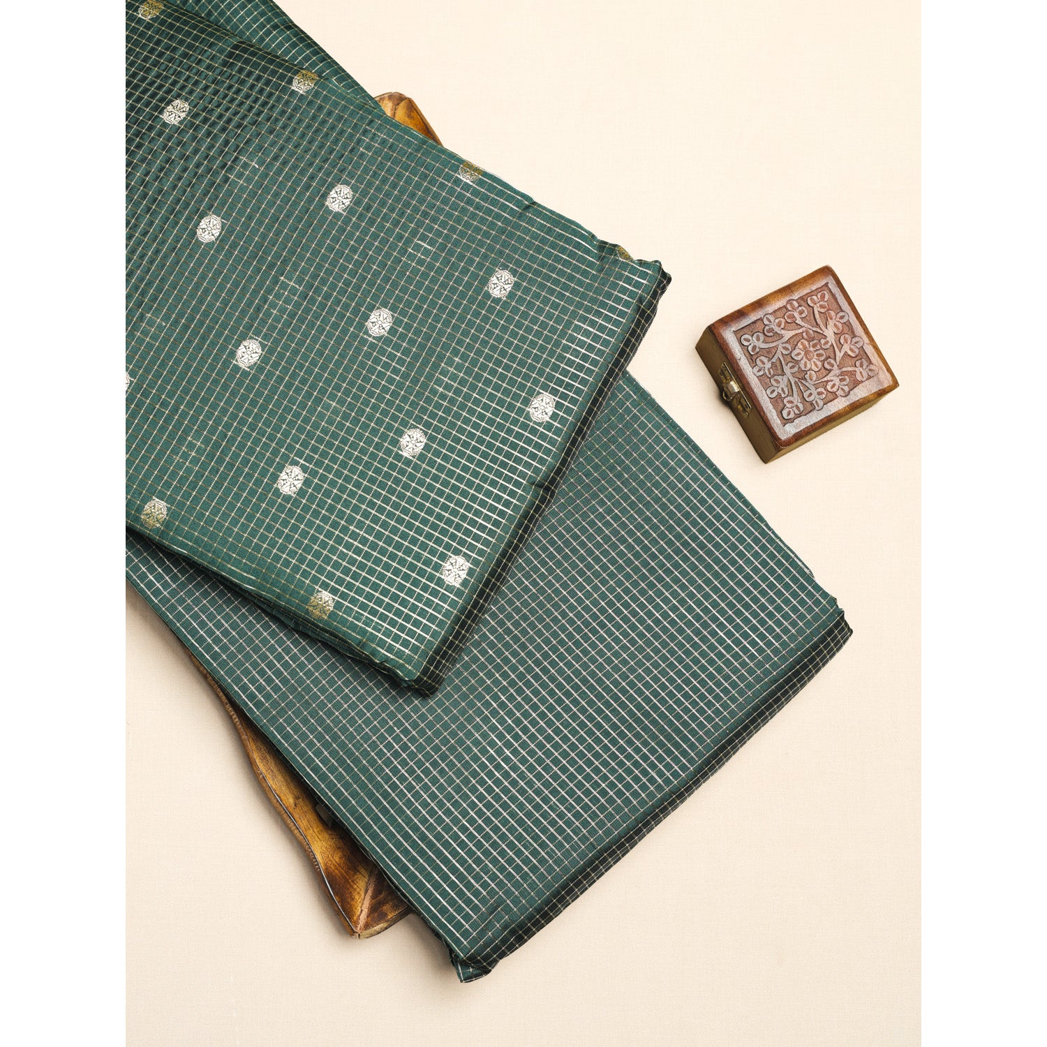 CHANDERI SILK BUTTA'N'CHECKS MIX & MATCH