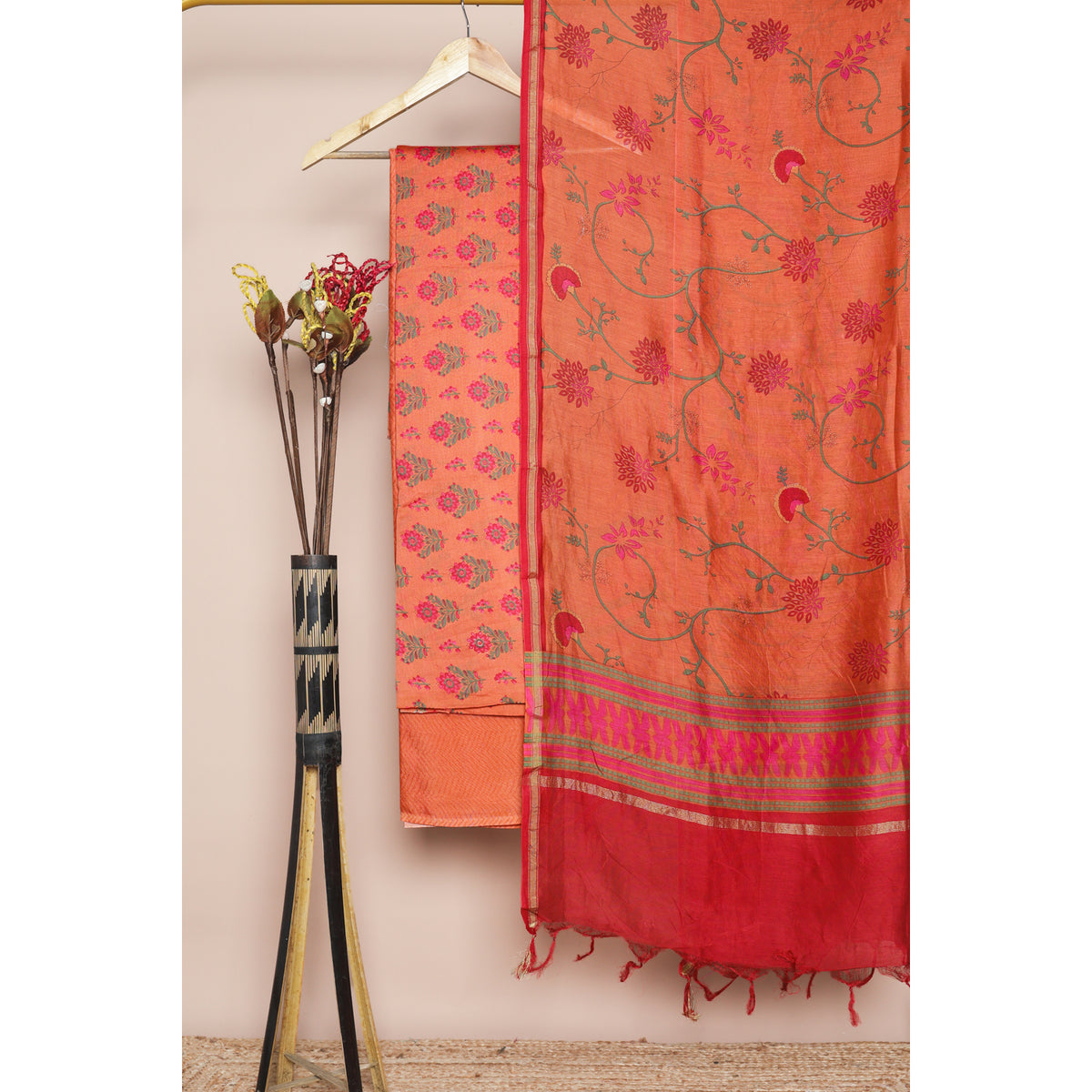 PURE CHANDERI PRINTED SUIT SET