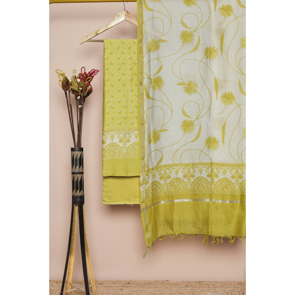 PURE MUL CHANDERI PRINTED SUIT SET