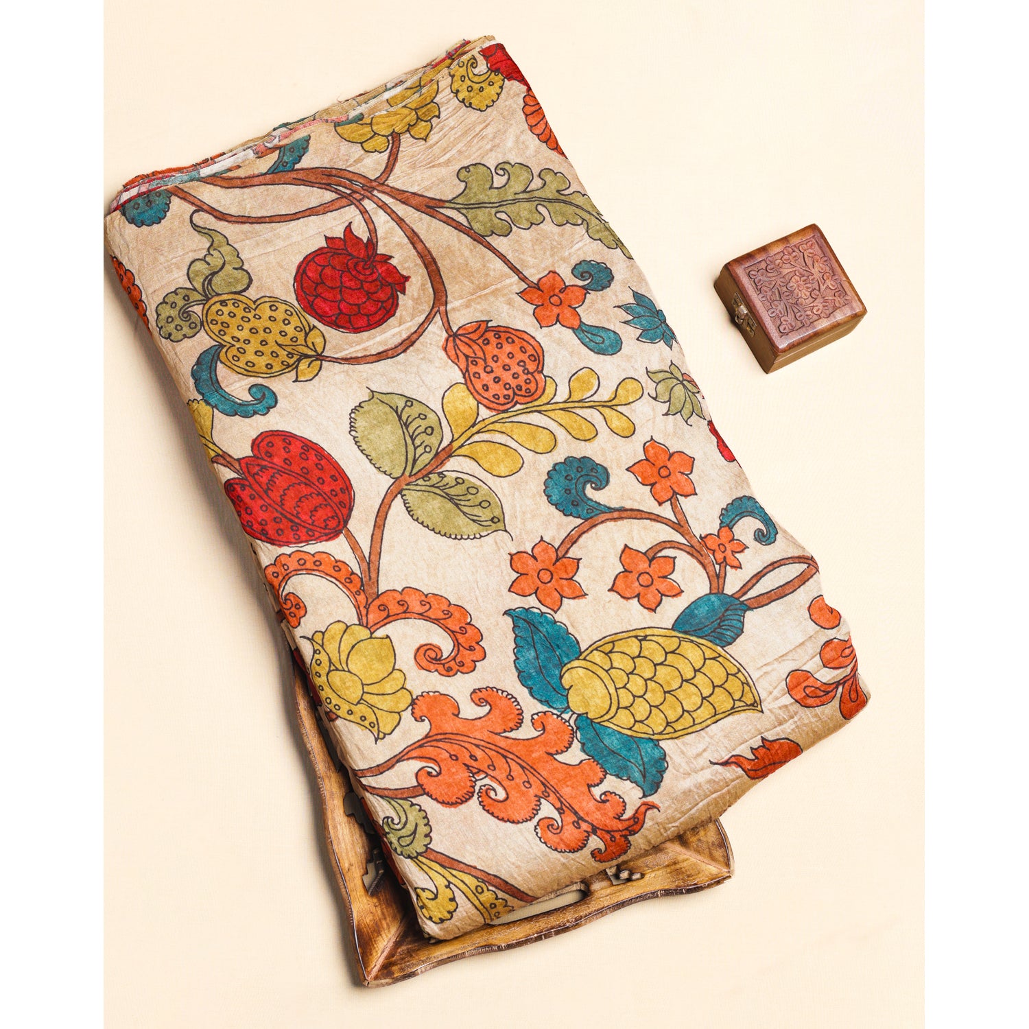MOGRA CHANDERI KALAMKARI PRINTED FABRIC
