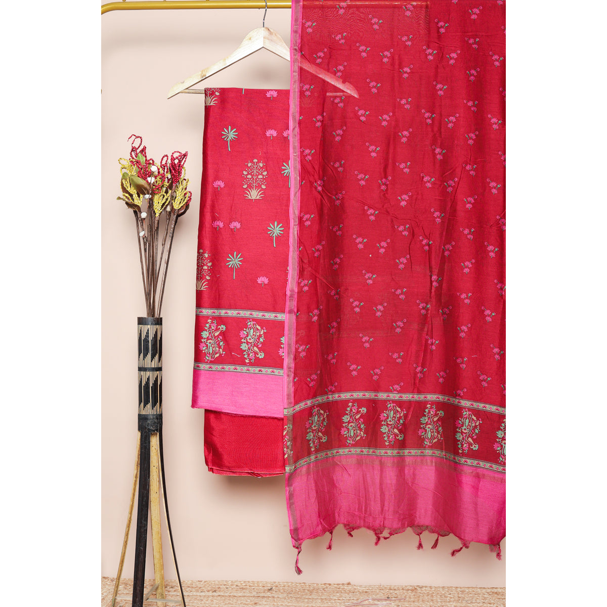 PURE BANARASI CHANDERI PICHWAI SUIT SET