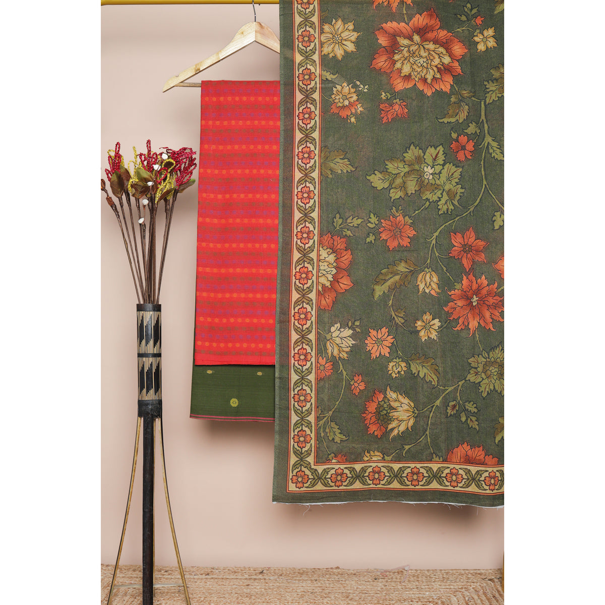 PURE COTTON KALAMKARI PRINTED SUIT SET