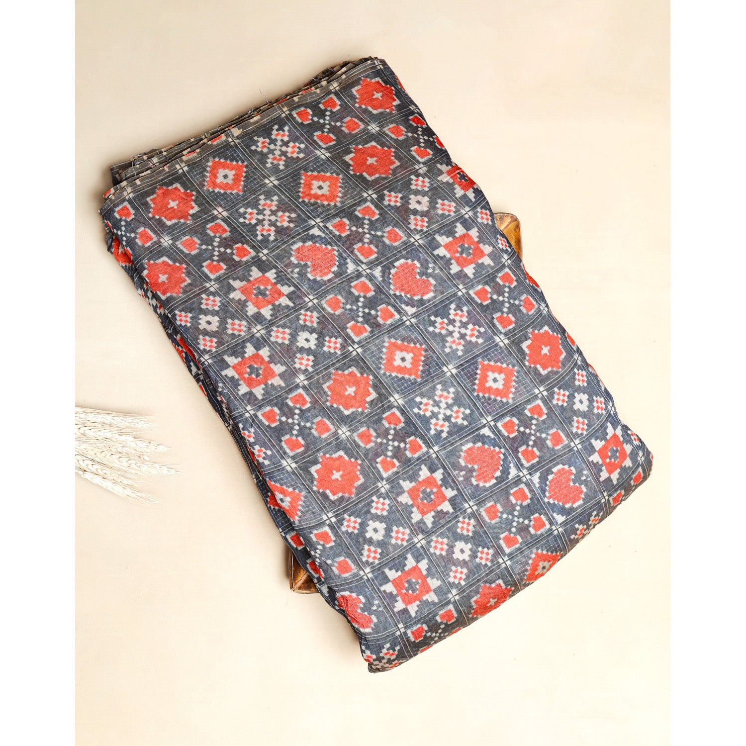 MOGRA CHANDERI PRINTED IKAT FABRIC