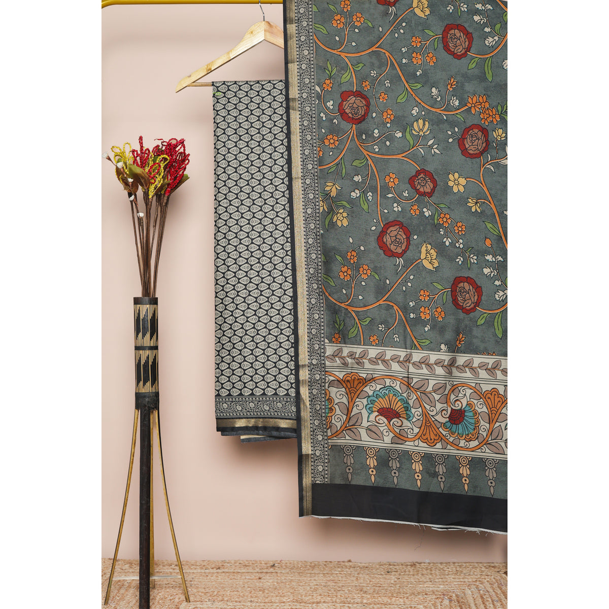 MAHESHWARI SILK KALAMKARI 2 PIECE SET