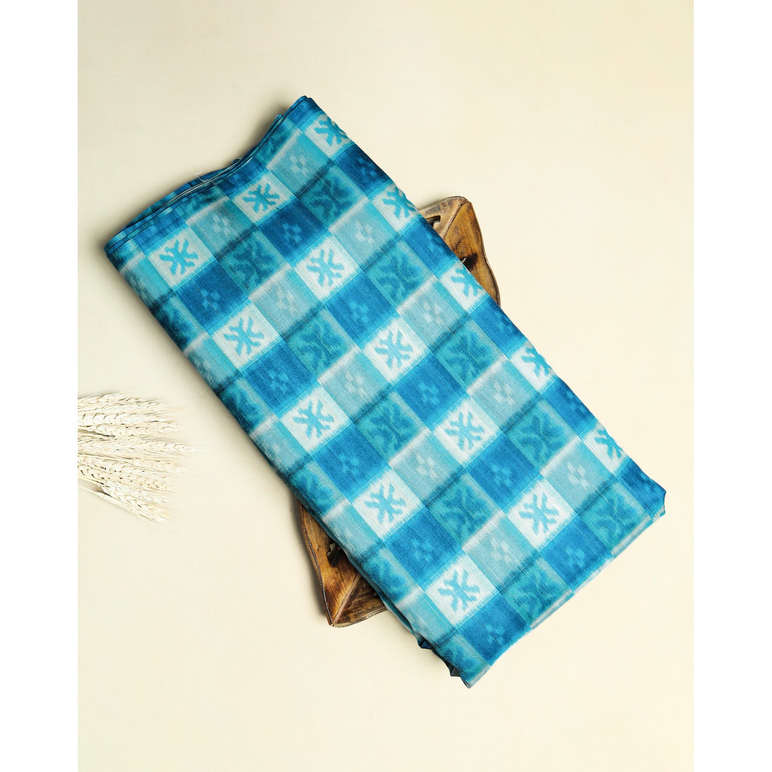 SEMI TUSSAR IKAT PRINTED FABRIC