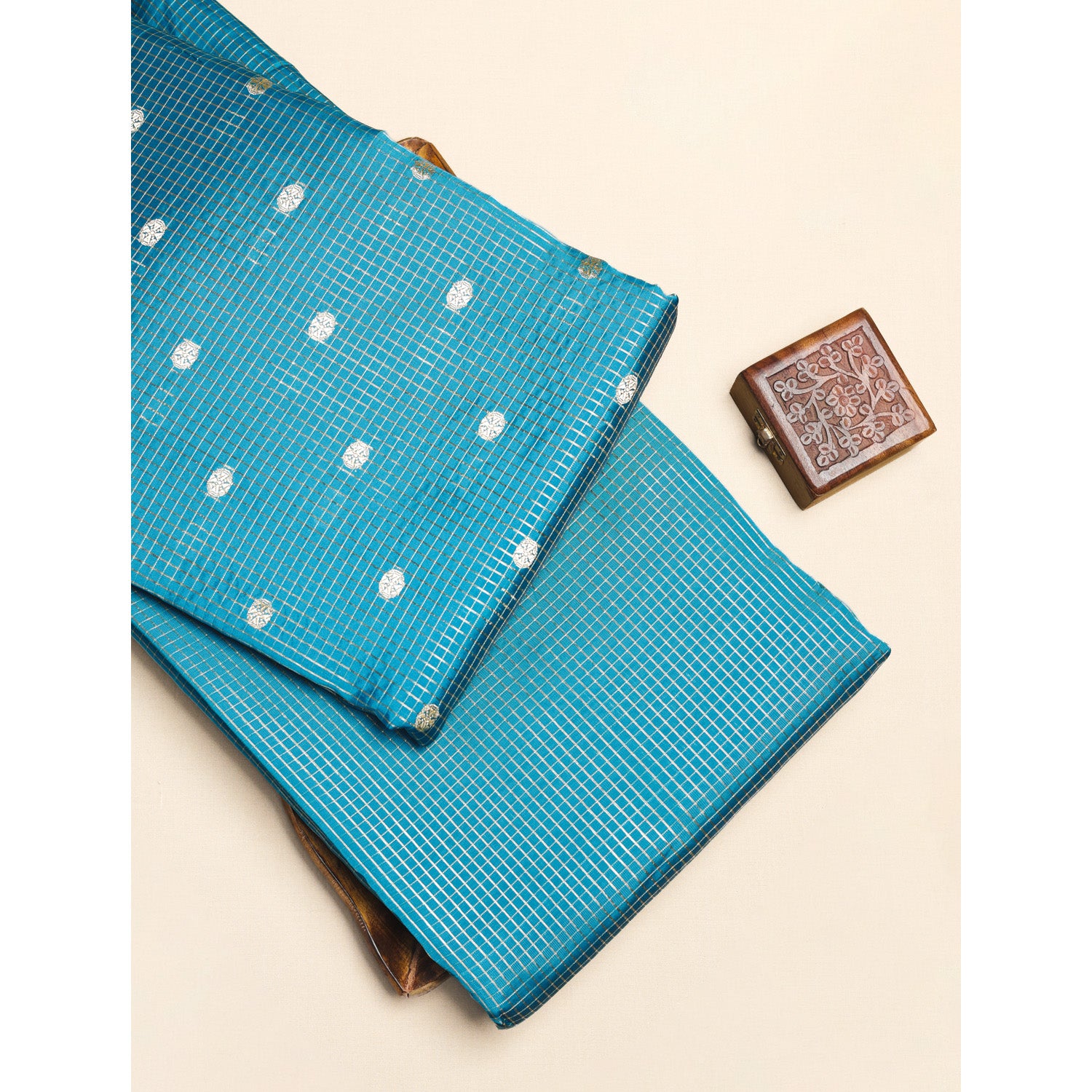 CHANDERI SILK BUTTA'N'CHECKS MIX & MATCH