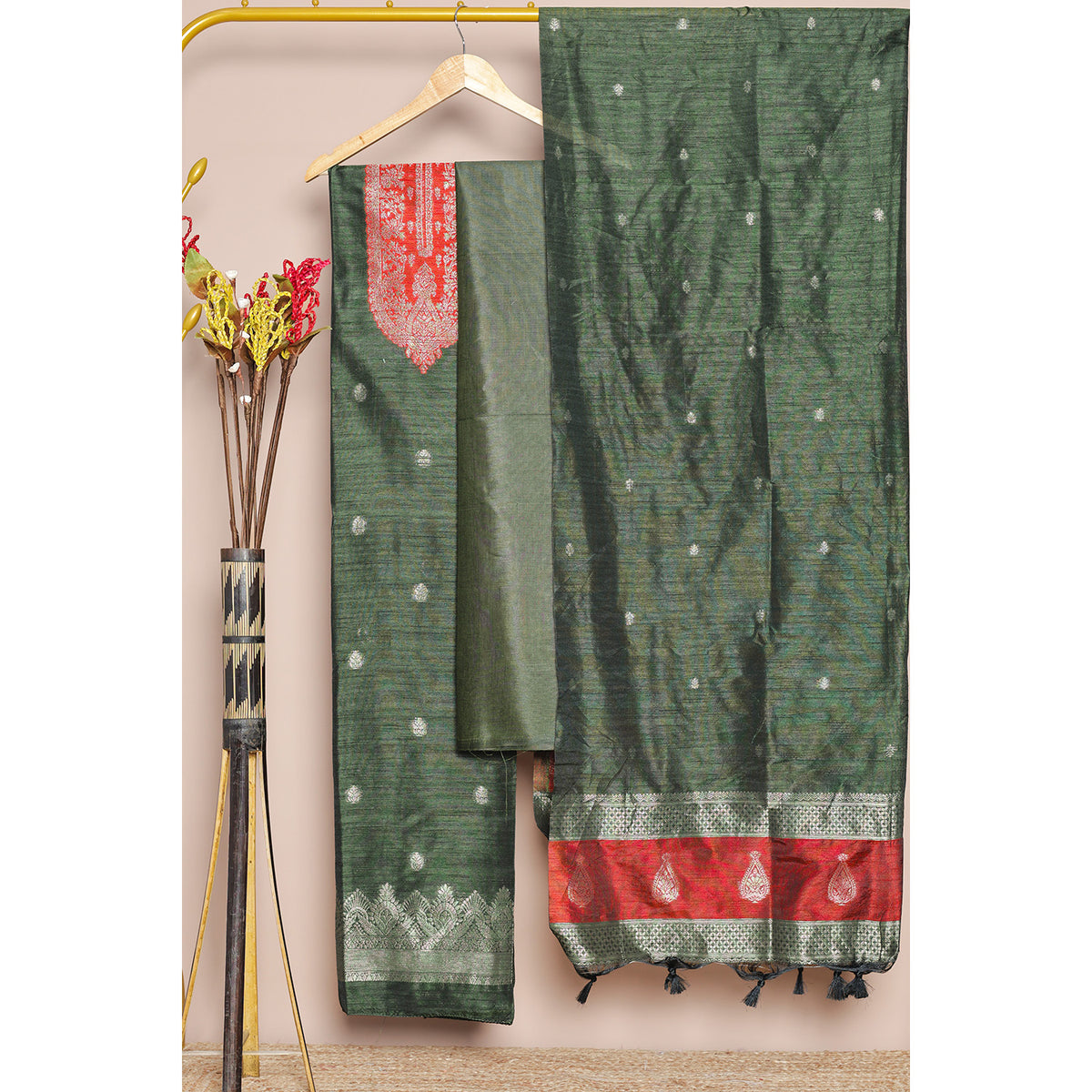 BROCADE RAW SILK SUIT SET