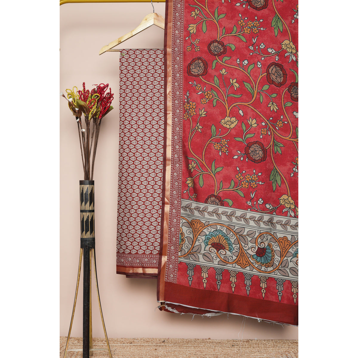 MAHESHWARI SILK KALAMKARI 2 PIECE SET