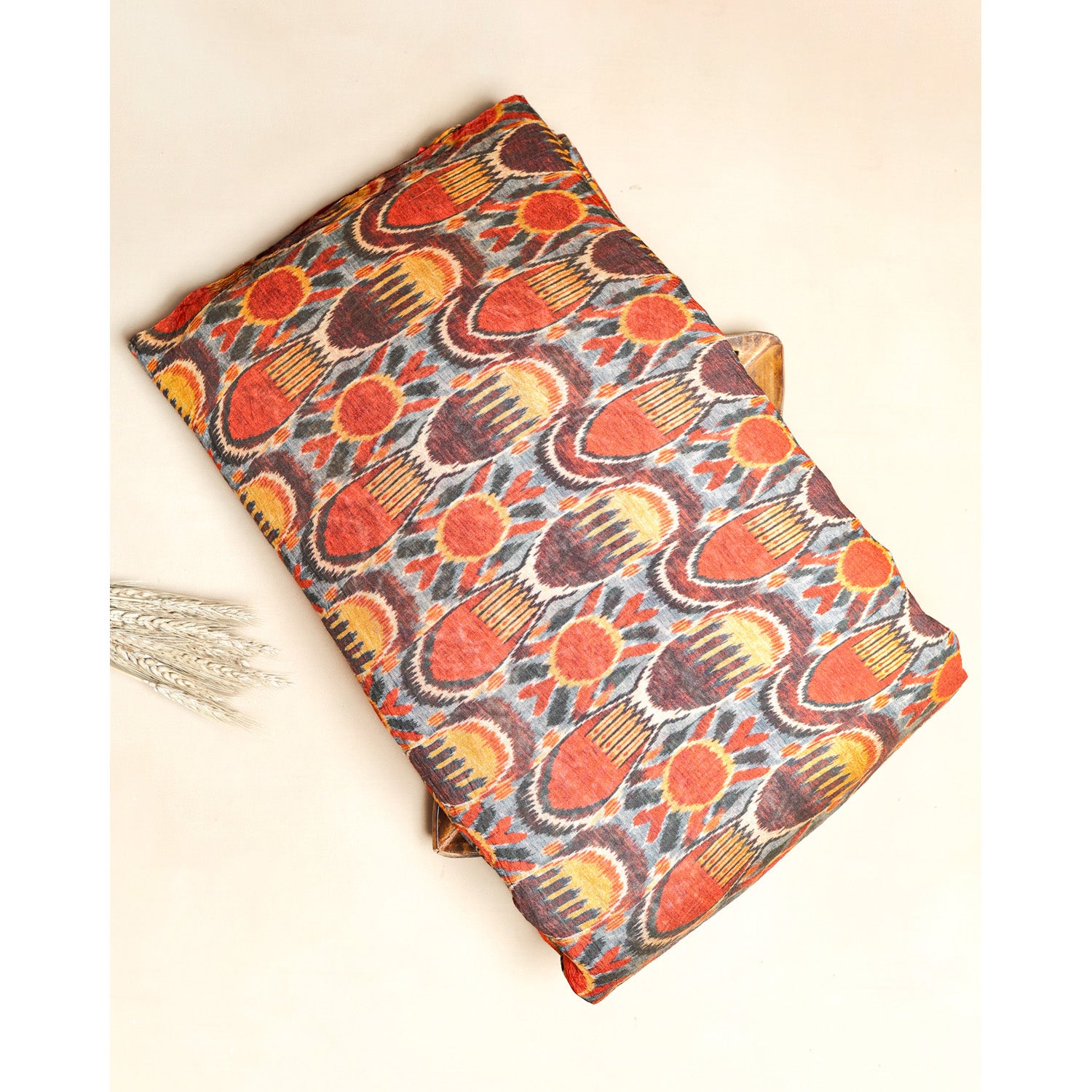 MOGRA CHANDERI PRINTED IKAT FABRIC