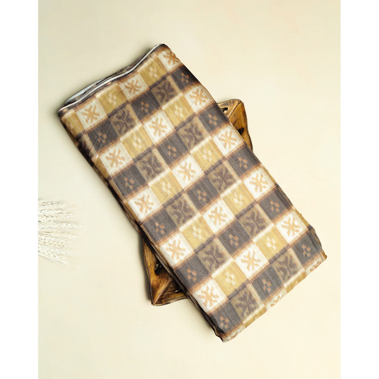 SEMI TUSSAR IKAT PRINTED FABRIC