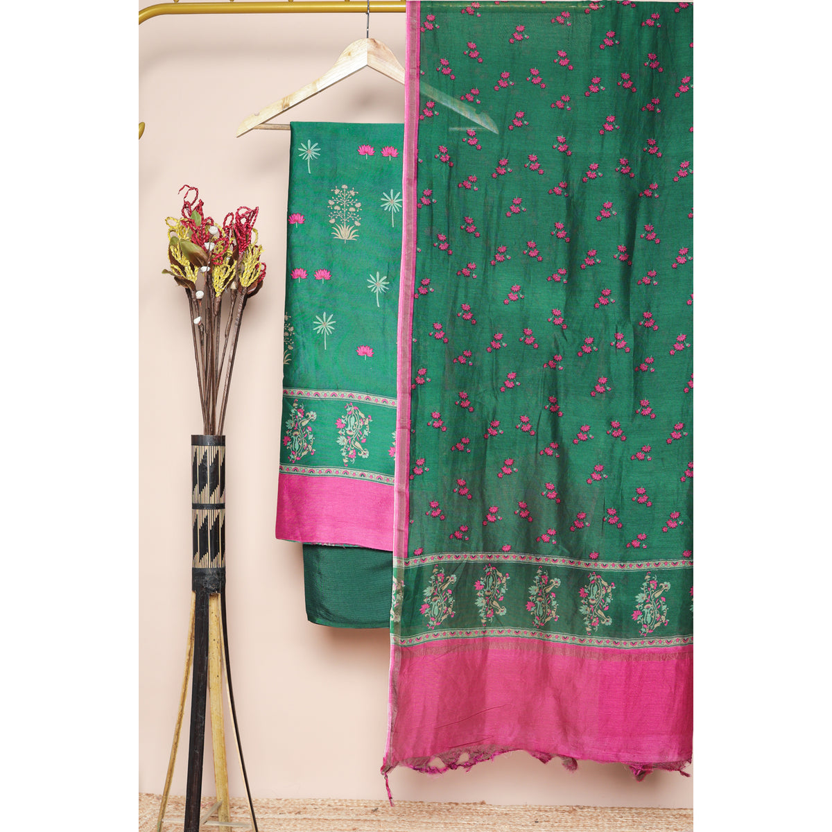 PURE BANARASI CHANDERI PICHWAI SUIT SET