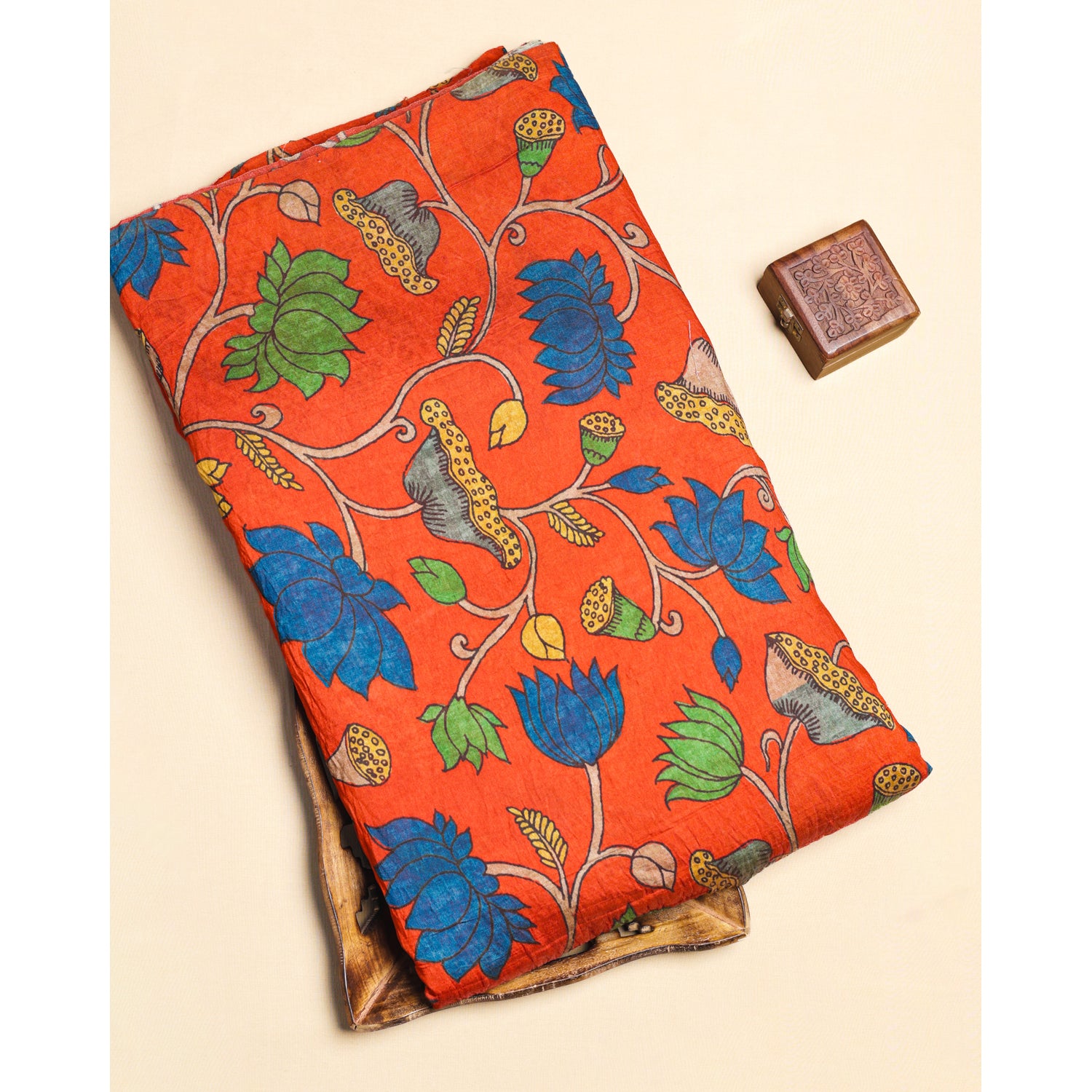MOGRA CHANDERI KALAMKARI PRINTED FABRIC