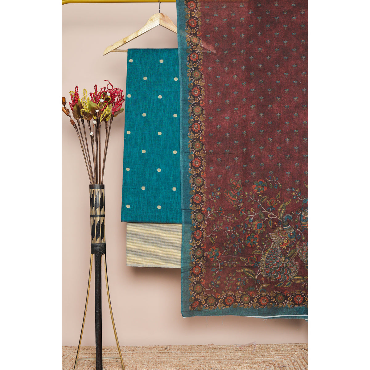 PURE COTTON KALAMKARI PRINTED SUIT SET