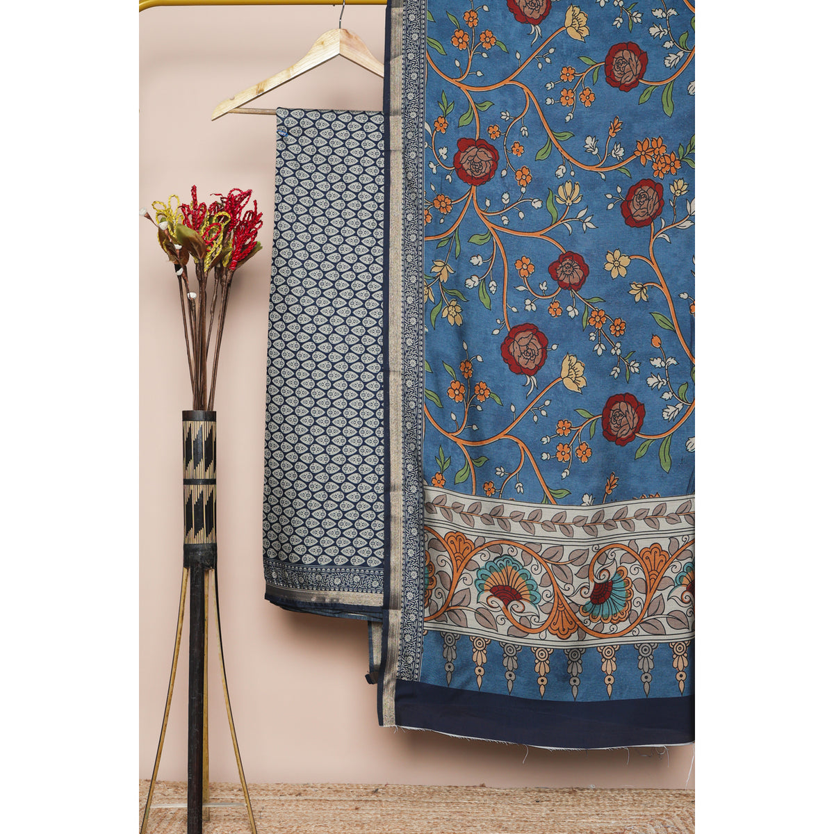 MAHESHWARI SILK KALAMKARI 2 PIECE SET