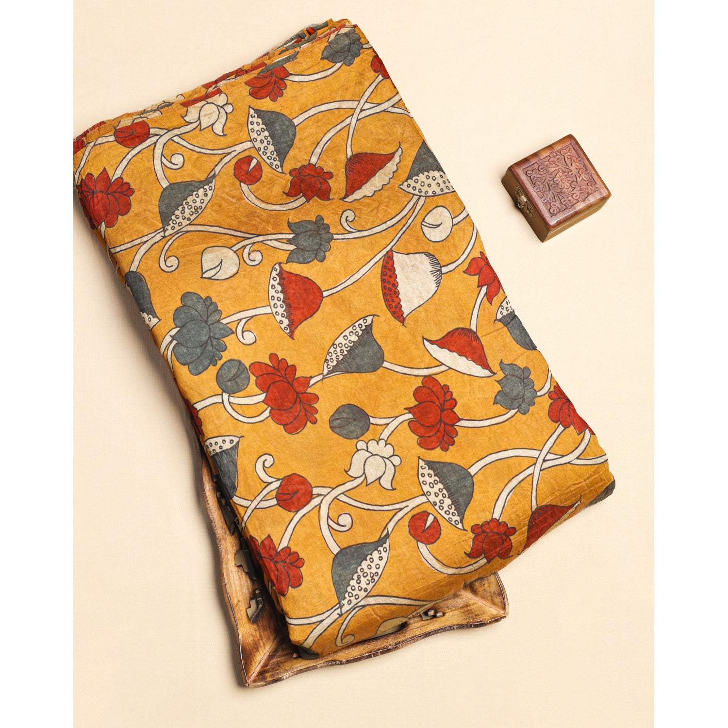 MOGRA CHANDERI KALAMKARI PRINTED FABRIC