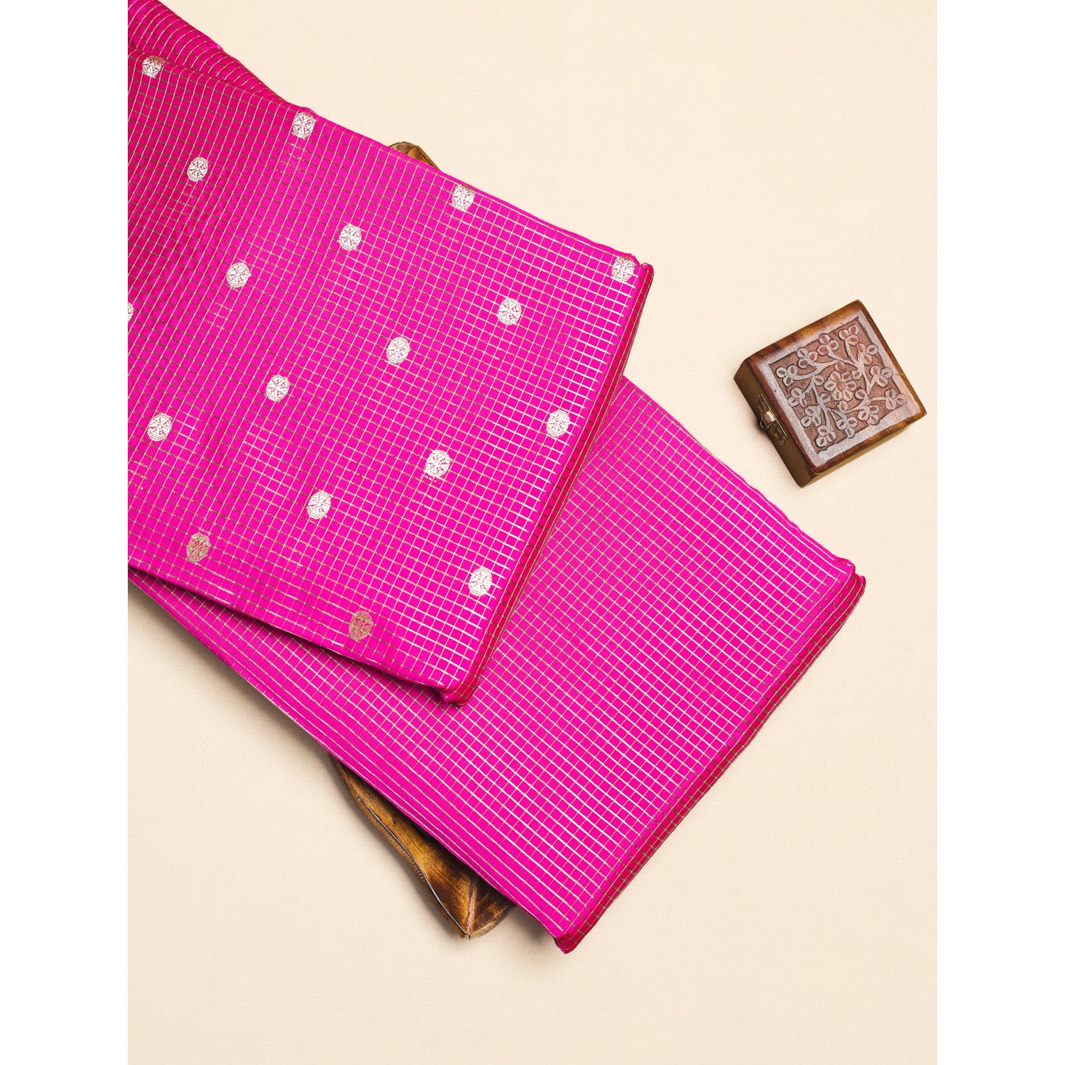 CHANDERI SILK BUTTA'N'CHECKS MIX & MATCH