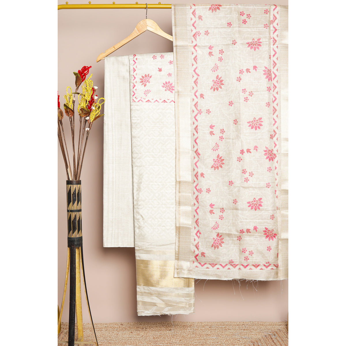 KANAKREKHA - SEMI TUSSAR PRINTED SUIT SET